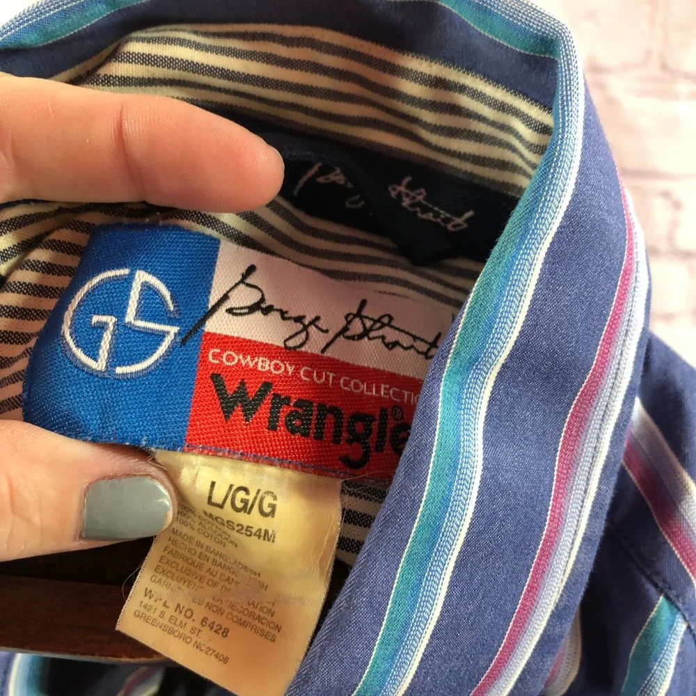 🛍️🛍️SOLD Men's Wrangler George strait dress shirt sz large Button down Shirt - Picture 4 of 5